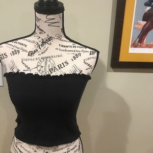 Black lettuce edge tube top